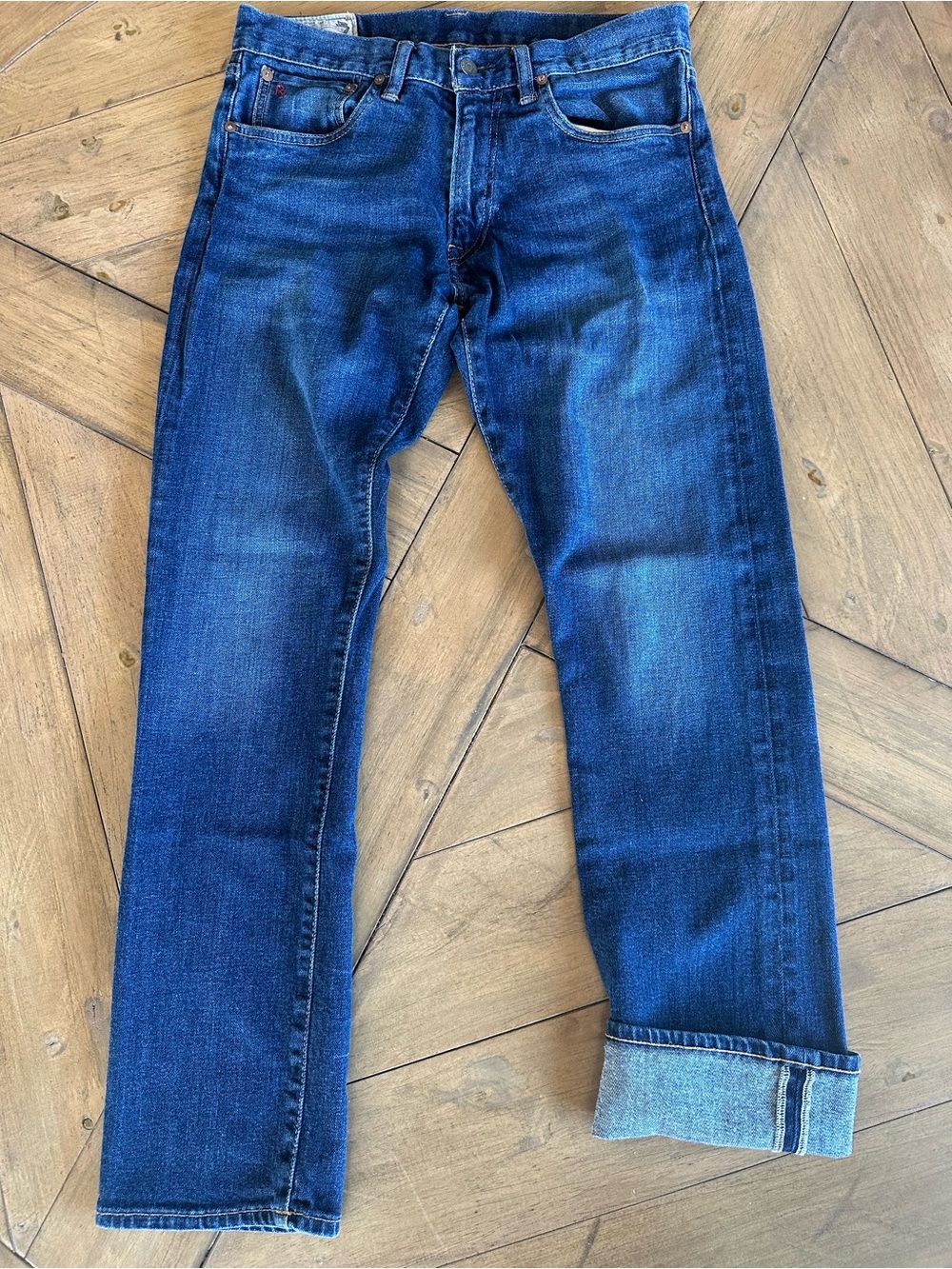 Polo Ralph Lauren Varick Slim Straight Jeans Selvedge 32x30 Mens Med-Wash Denim